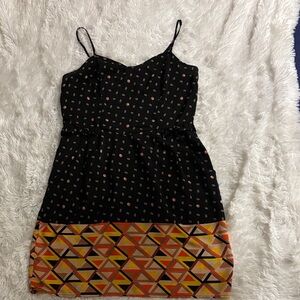 Xhilaration Black and Orange Patterned Mini Dress
